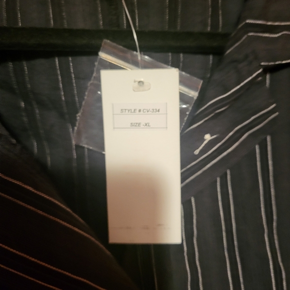 Tulip Black & White Pin Stripe Lagenlook Cotton Collared Shirt Size XLarge NEW - Picture 7 of 8